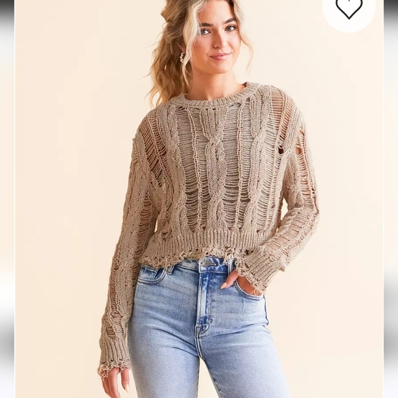 Hyfve Buckle Tan Day Distressed Sweater NWT Size Large - Picture 1 of 8